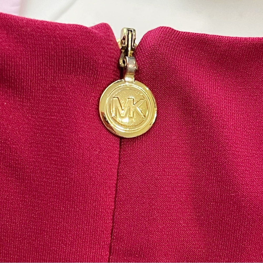 Michael Kors Cranberry Colored Jersey Ruched Sleeveless Dress Women’s Size Small - Picture 6 of 7